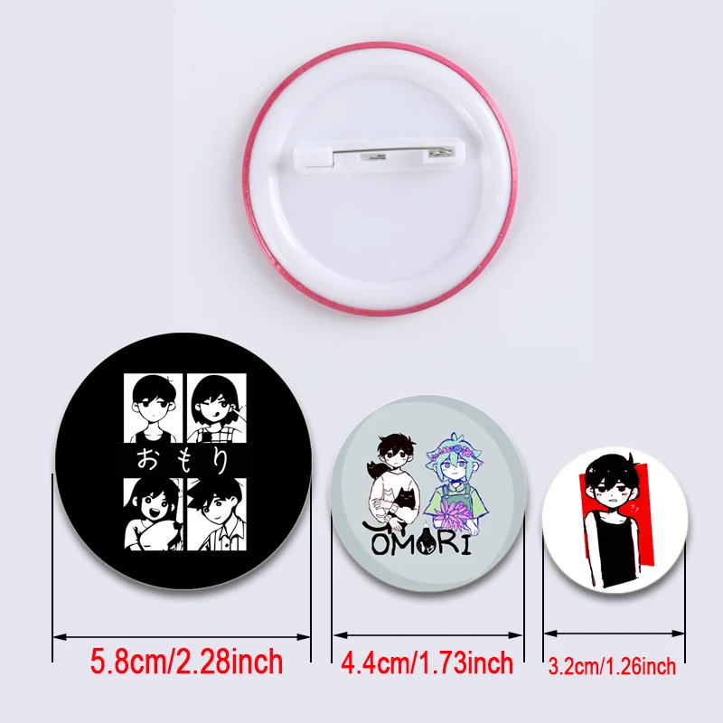 32/44/58mm Anime RPG Omori Round Pins Cartoon Badges Cosplay HD Print Handmade Brooches for Backpack Clothes Chest Ornament Gift