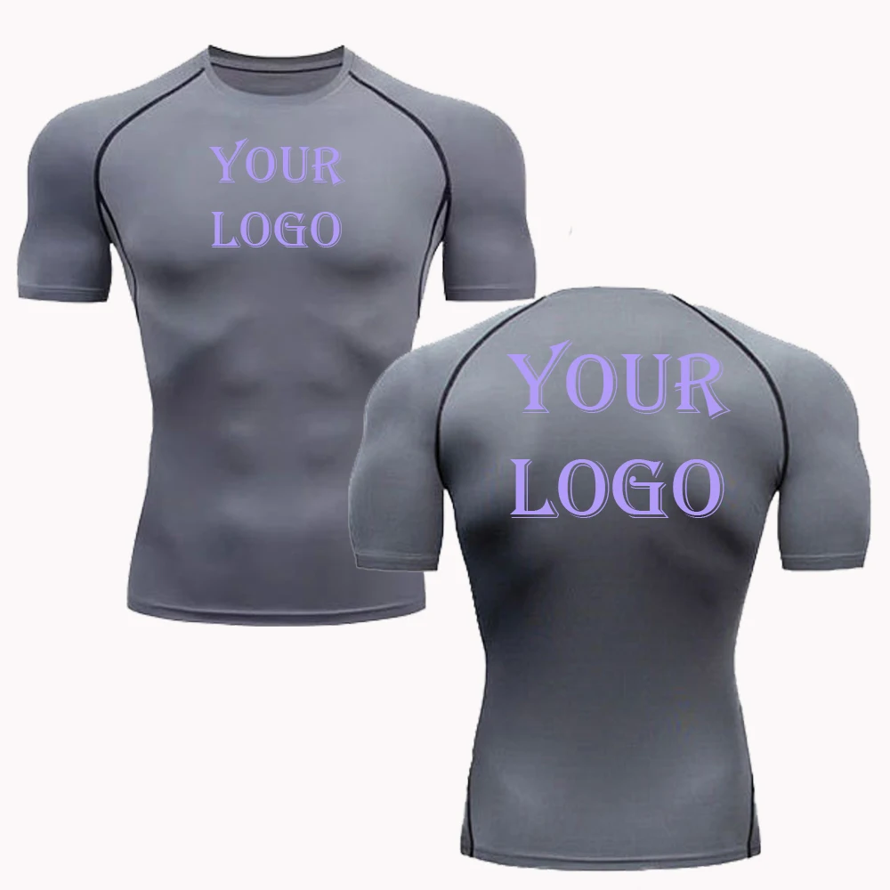 Brand Custom Printed Compression Tshirts for Men You Own Design Short Sleeve Gym Workout Quick Dry Athletic T-Shirt Running Tops