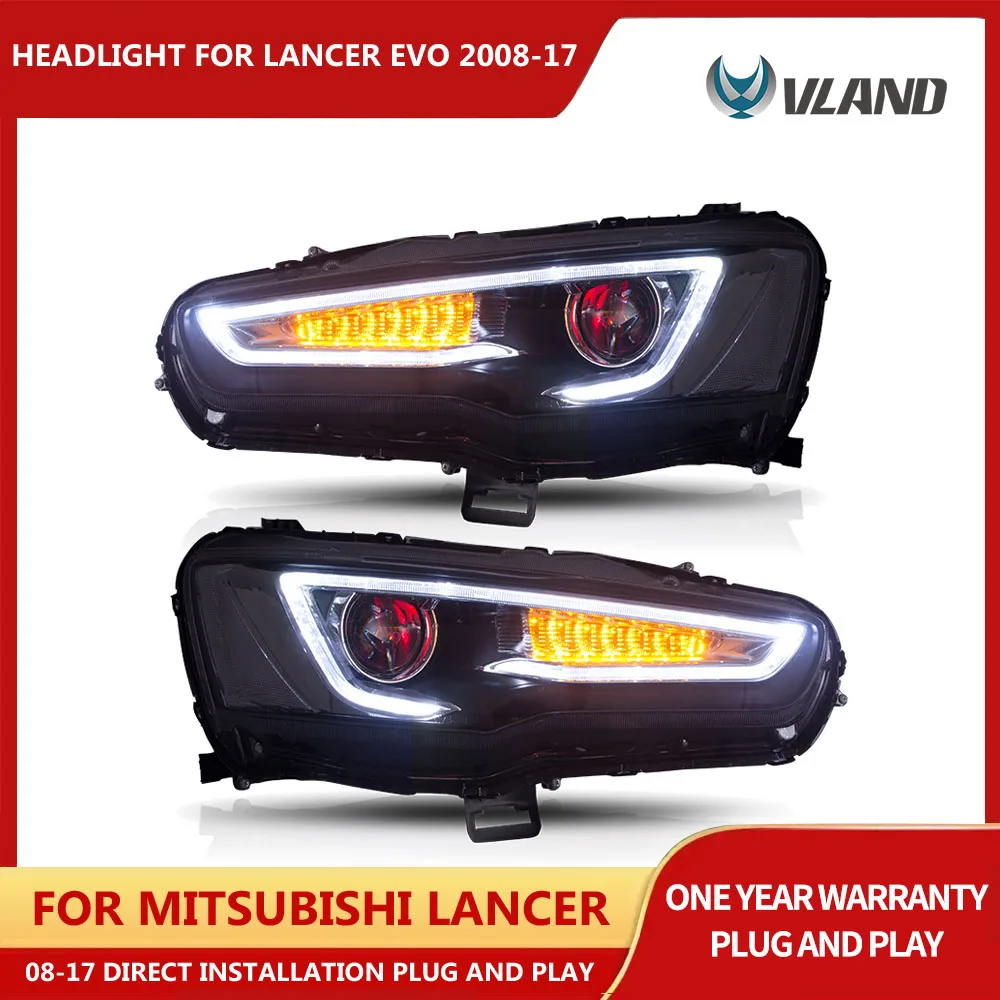 VLAND headlight Assembly FOR MITSUBISHI LANCER 2008-2017 LED HEADLIGHTS LED Running Light