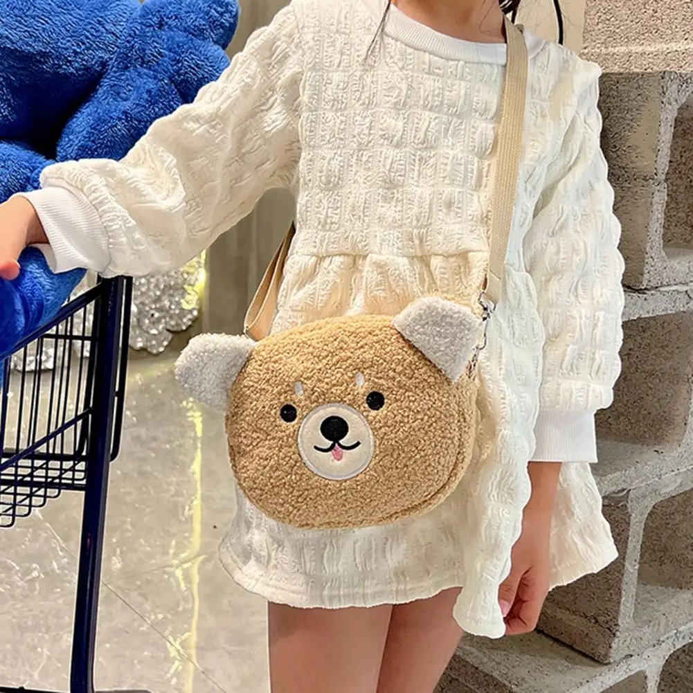 

Cartoon Animal Single Shoulder Bag Winter Cute Cat Bear Sheep Plush Crossbody Bag Adjustable Messenger Bag Coins Phone Pouch