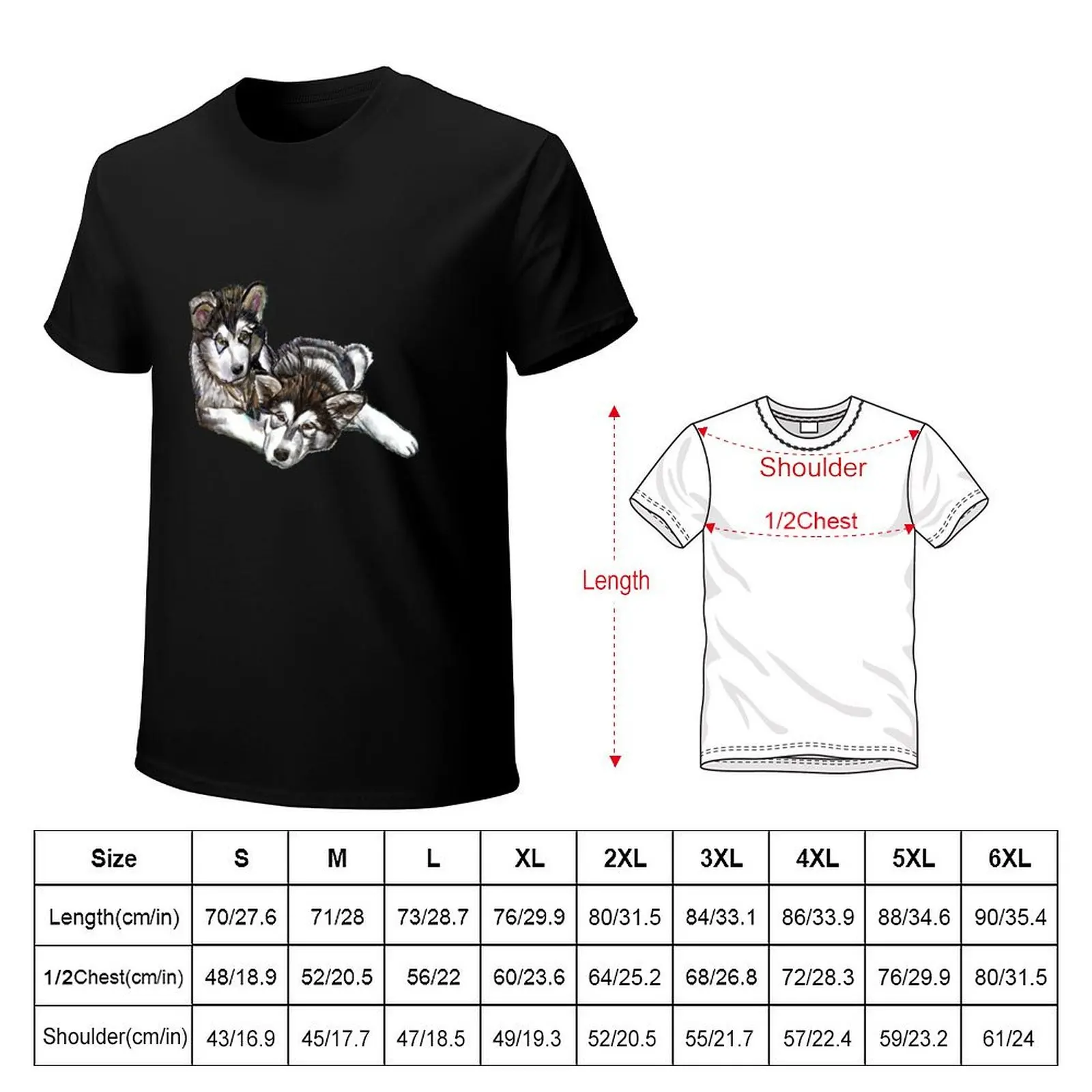 two puppies Malamute T-Shirt shirts graphic vintage graphic tee designer shirts sweat t shirts for men cotton