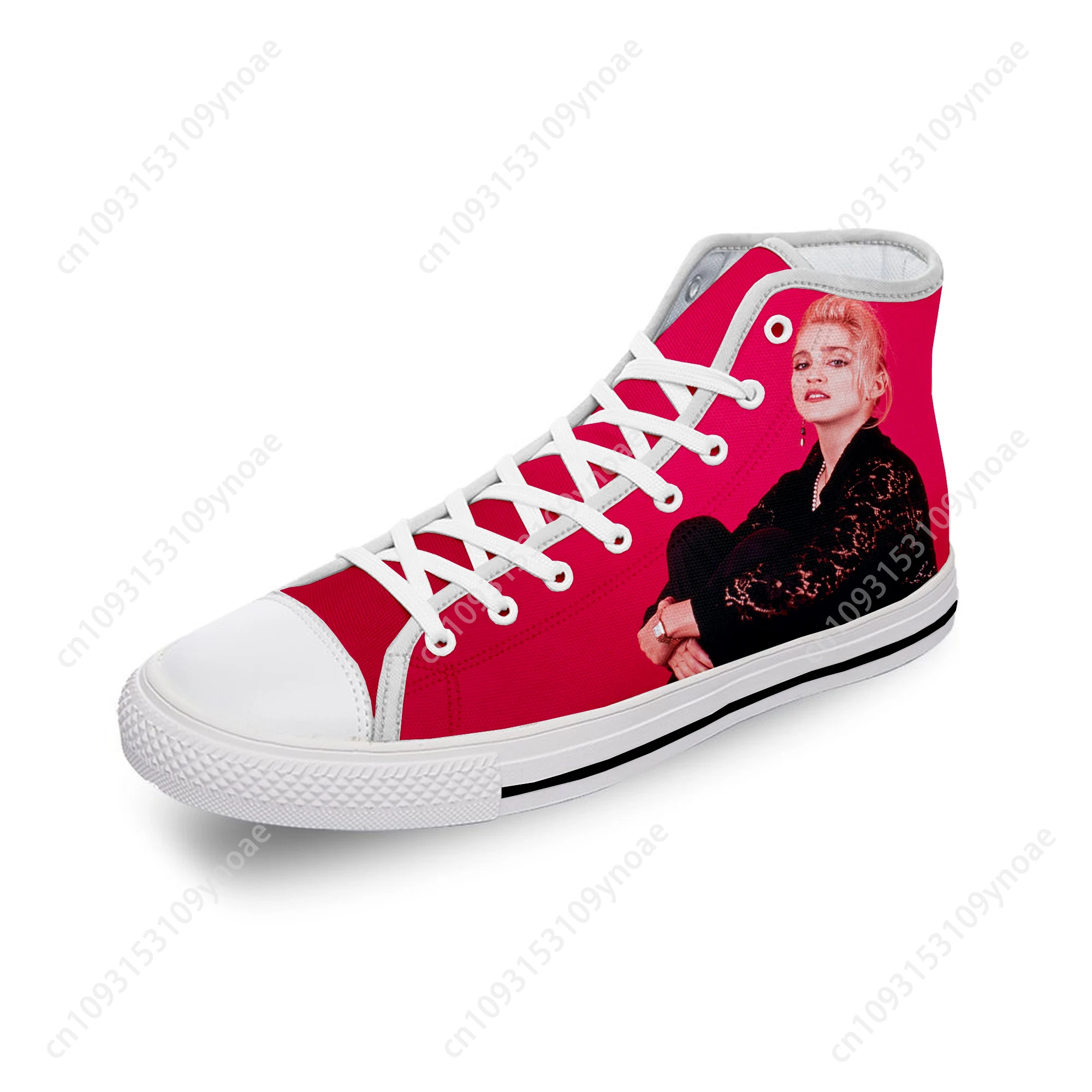 Madonna Pop Singer Music Funny White Cloth Fashion High Top Canvas Shoes Mens Womens Teenager Lightweight Breathable Sneakers