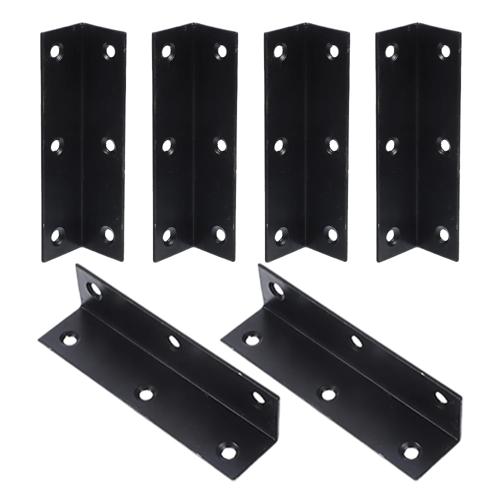 

6pcs Stainless Steel Corner Brackets Black L Shape 27x80 for Wood Shelves Furniture Hardware Right Angle Connectors