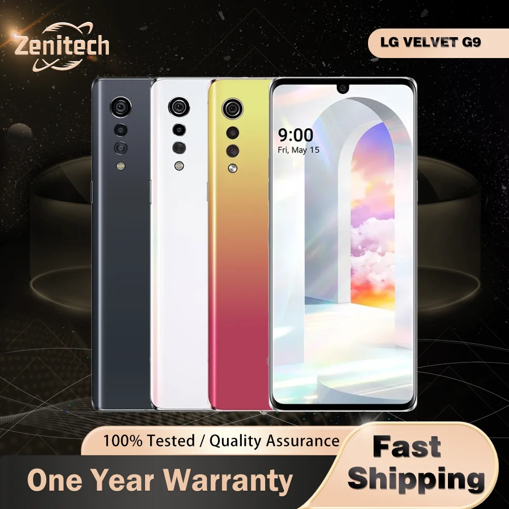 هاتف LG G9 VELVET G900VM G900TM 5G الأصلي NFC 6 + 128GB 48MP + 16MP ثماني النواة G9 VELVET الهاتف المحمول