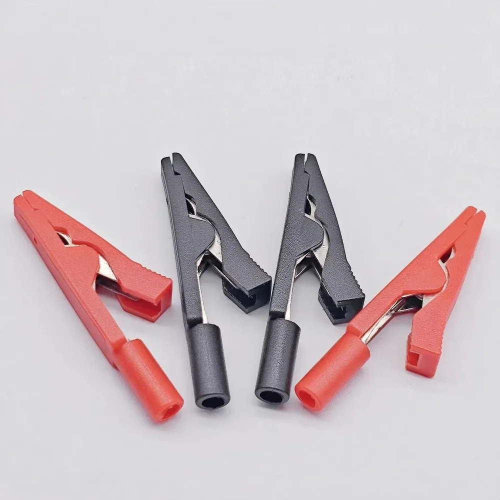 2Pcs Insulated Alligator Clip 2mm Battery Test Clip Banana Female Adapter Meter Test Multimeter Pen Cable Probes Crocodile Clip