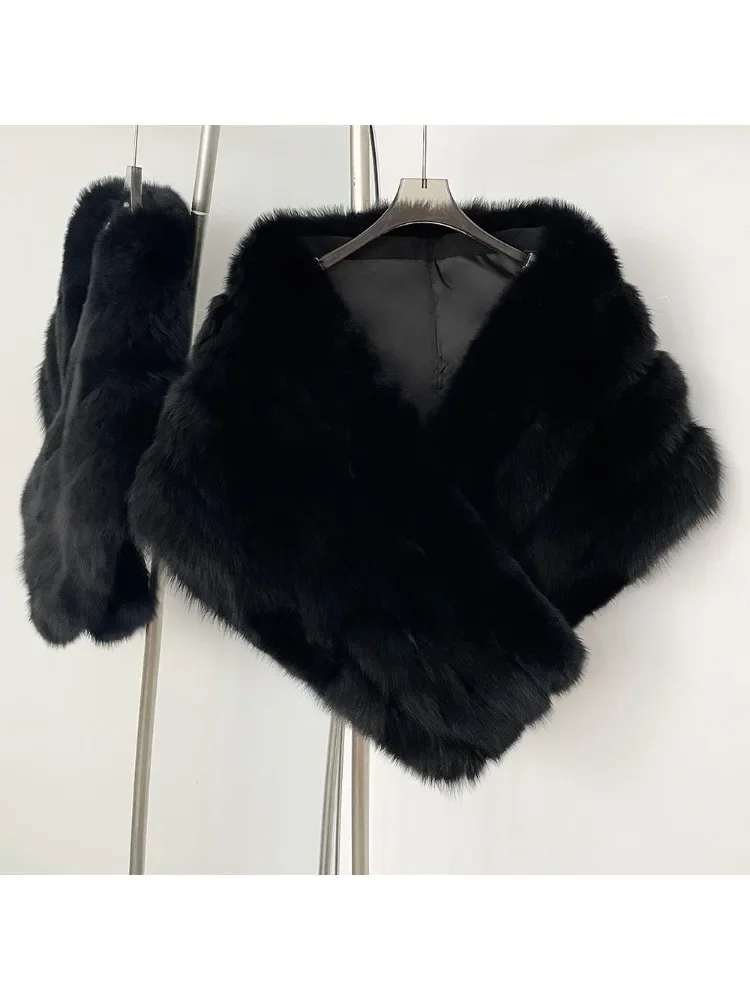 ملابس شتوية لعام 2025 ملابس نسائية فاخرة ملابس نسائية عصرية دافئة من الفرو الحقيقي اللفاع فرو الراكون الطبيعي شال نسائي #6