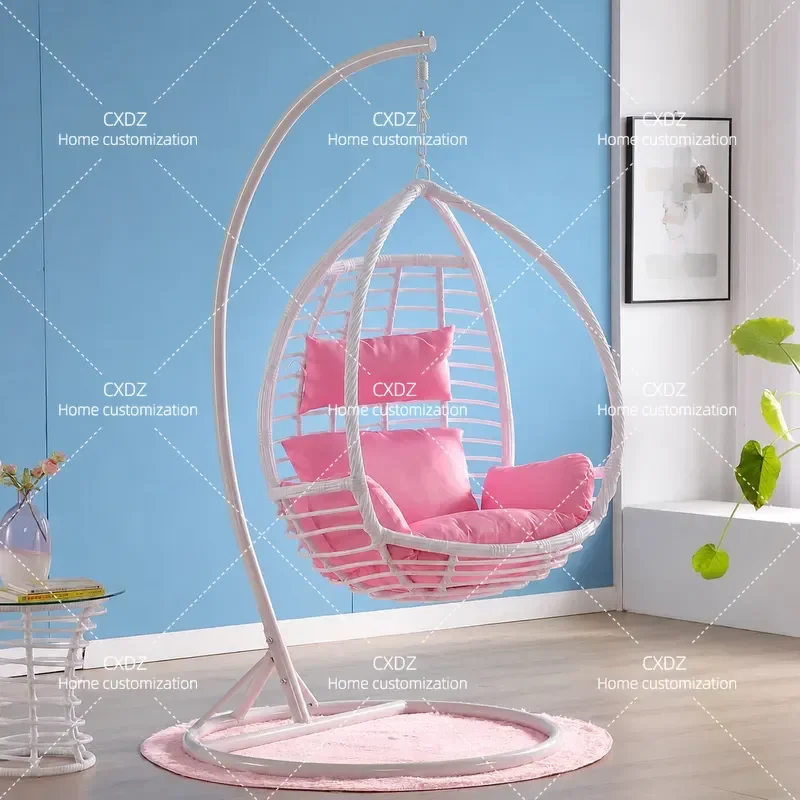 Rattan Hanging Chair Indoor Outdoor Balcony Swing Cradle Hammock for Adults Lazy Lounge Seat Romantic Home Garden Decor