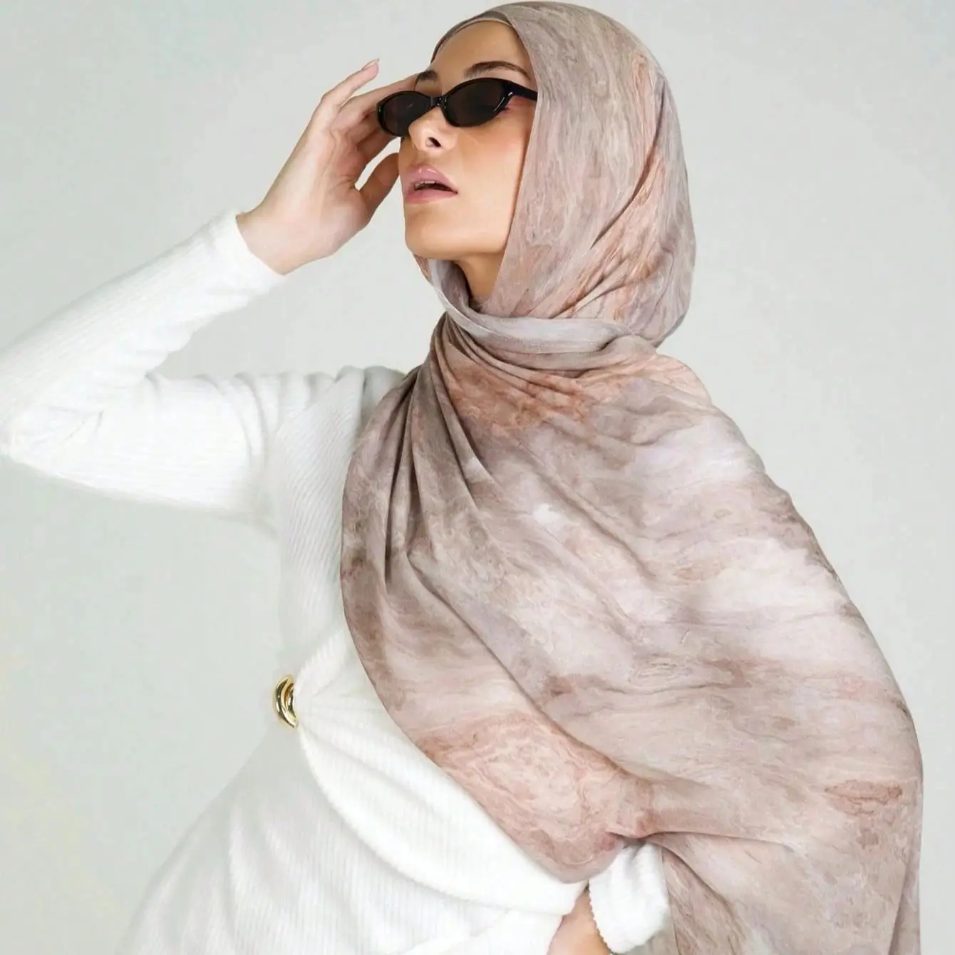 ผ้าคลุมศีรษะมุสลิมแบบใหม่ ผ้าลินินผสมฝ้าย ลายพิมพ์สีน้ำ ผ้าคลุมศีรษะอิสลาม ผ้าพันคอแฟชั่น ผ้าคลุมศีรษะแบบอาบายะ ผ้าคลุมศีรษะ ขนาด 180*70 ซม.