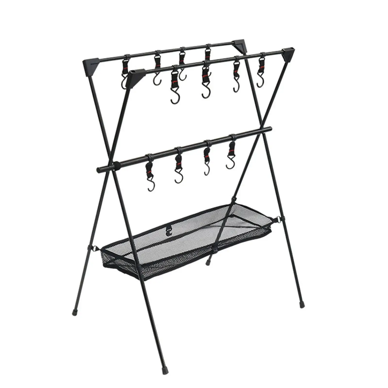 Camping Rack Mesh Bag Pot Pan Holder Campsite Storage Rack Lightweight Net Storage Basket for Hiking Picnic Outdoor Accessories