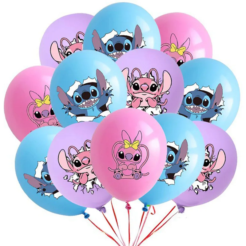 Ensemble de ballons en Latex Disney Lilo et Stitch, 18 pièces, 12 pouces, fournitures de fête d'anniversaire pour garçons et filles, jouet pour enfants, cadeau, décorations de fête de bébé