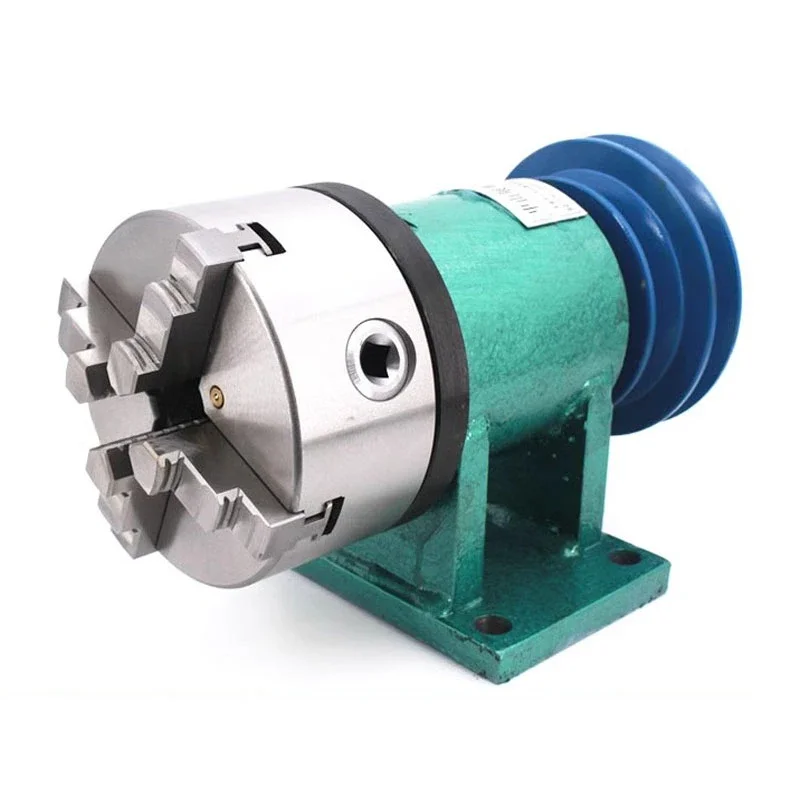 Household Lathe Spindle Assembly DIY Small Woodworking Rotating Seat 80 Three-jaw Chuck Flange Pulley