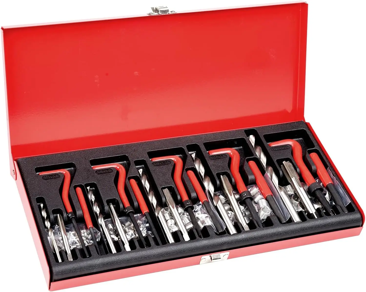 

Набор для ремонта резьбы — 166 шт. метрических инструментов для восстановления HSS Helicoil M5-M12 с метчиками и вставками