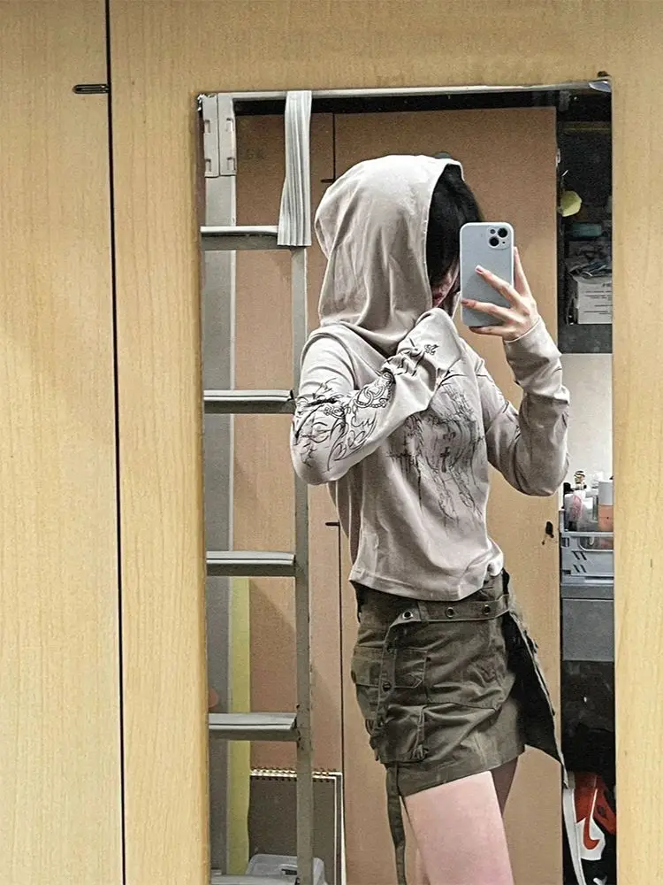 Sweet Cool Loose Hoodie Tops Women 2025 Early Autumn New Sweatshirts Mujer Y2k Slim Fit Long Sleeve Pullover 