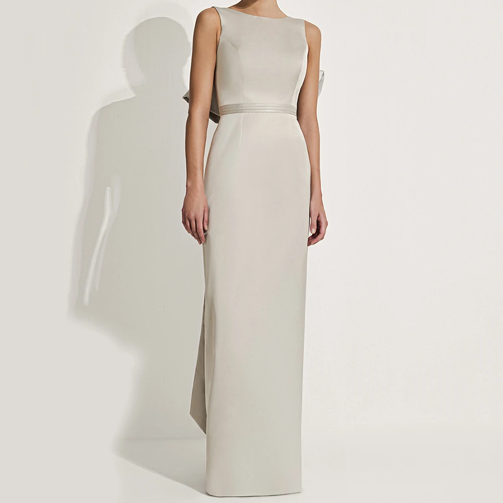 

Прямые вечерние платья по индивидуальному заказу, длиной до пола, с круглым вырезом, без рукавов, платье для выпускного вечера, простое модное драпированное вечернее платье с открытой спиной