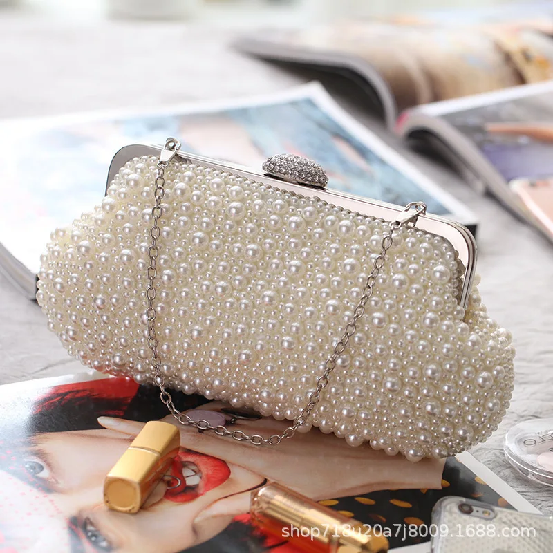 

Women messenger beaded women vintage evening bags imitation pearl shell women bag shoulder bags,diamonds clutch bag for wedding