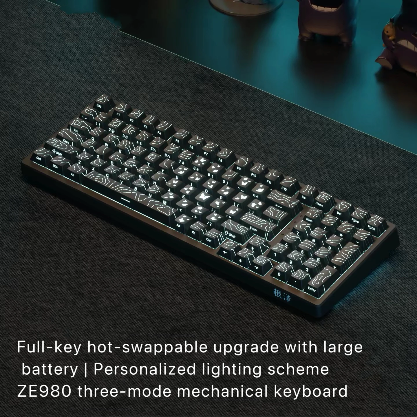 ZE980 Shadow Butterfly Mechanical Keyboard - 3-mode Wireless Bluetooth for Gaming, Office and General Use