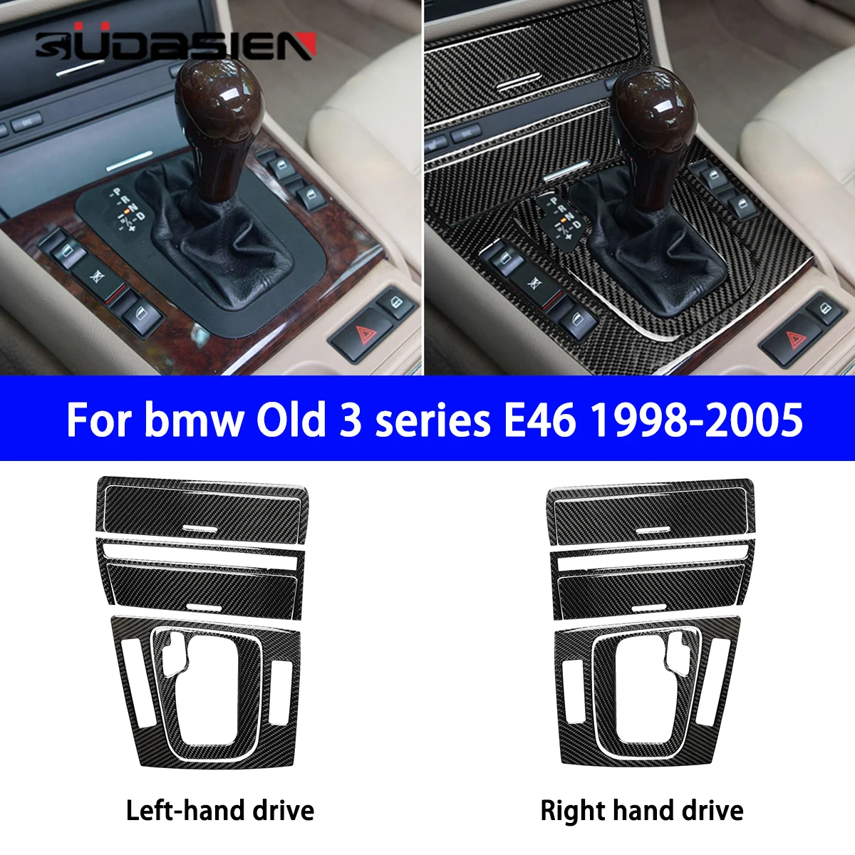 

Applicable To The Old BMW 3 Series E46 1998-2005 Car Gear Shift Kit Panel Decoration Sticker Carbon Fiber Interior Modification.