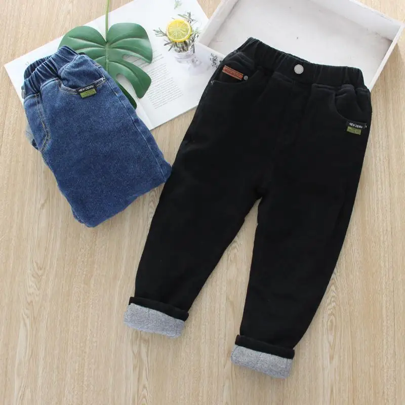 Boys Thick Jeans Winter Children Warm Cotton Denim Pants For Baby Girls Trousers Clothes Kids Leggings Teenagers 1 To 7 Years