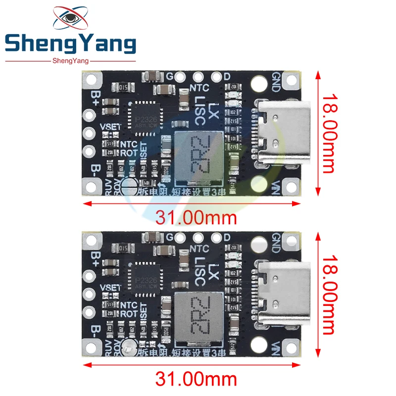 Type-C USB 2/3S BMS 15W 8.4V 12.6V 1.5A Lithium Battery Charging Boost Module With Balanced Support Fast Charge With Indicator