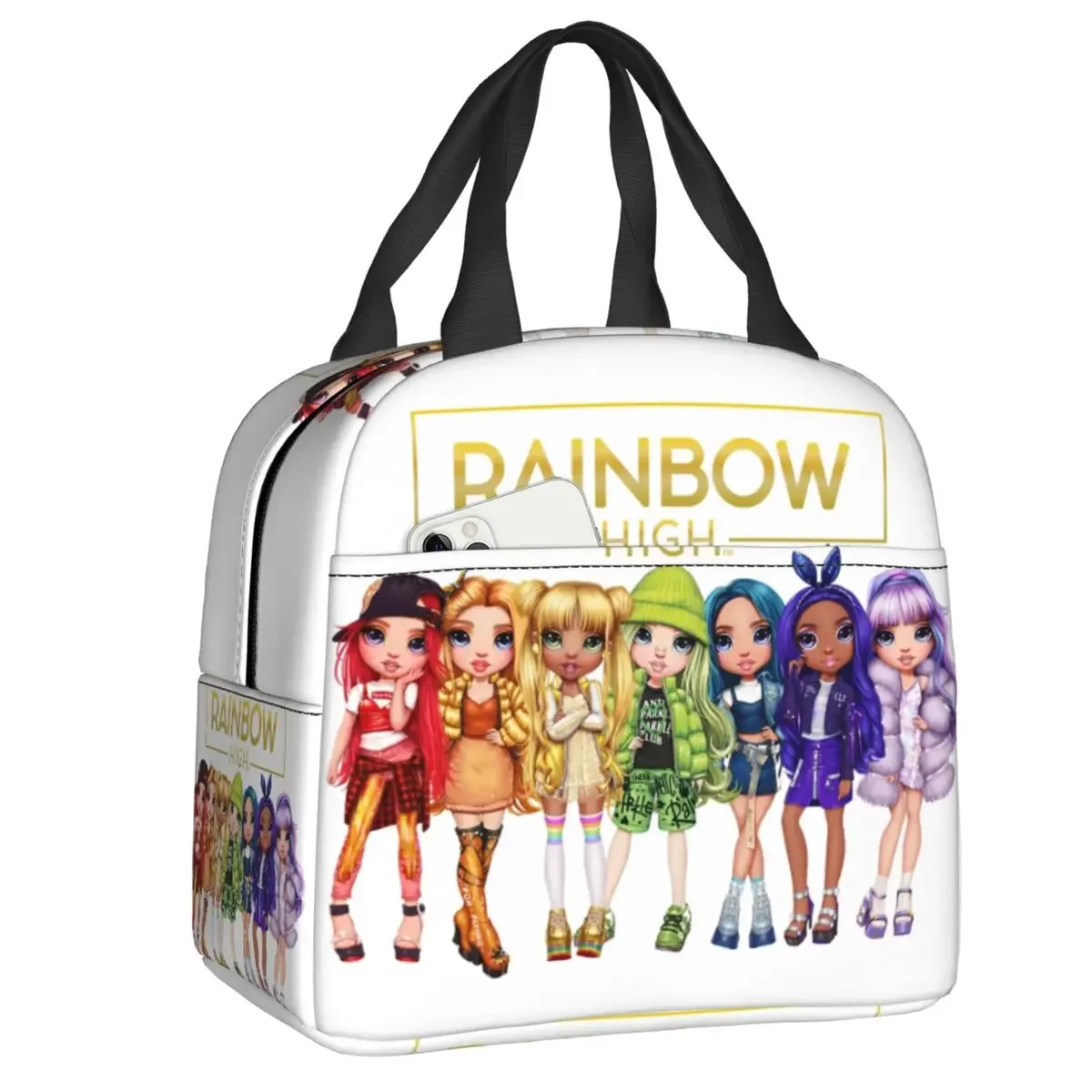 Custom Anime Cartoon Tv Rainbow High Lunch Bag Women Thermal Cooler Insulated Lunch Box for Children School lunchbag