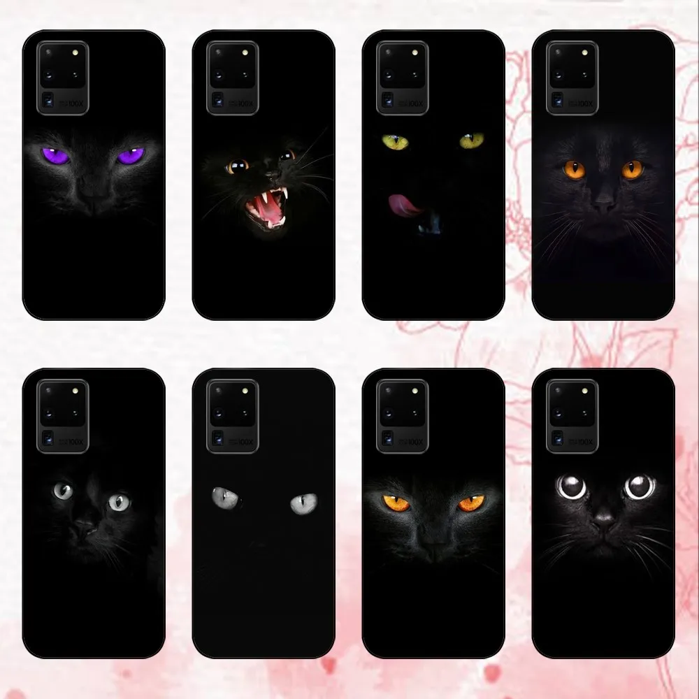 Black Cat Staring Eye Phone Case For Samsung Galaxy S24 30 21 23 FE Note 20 10 Lite Plus Ultra Shell