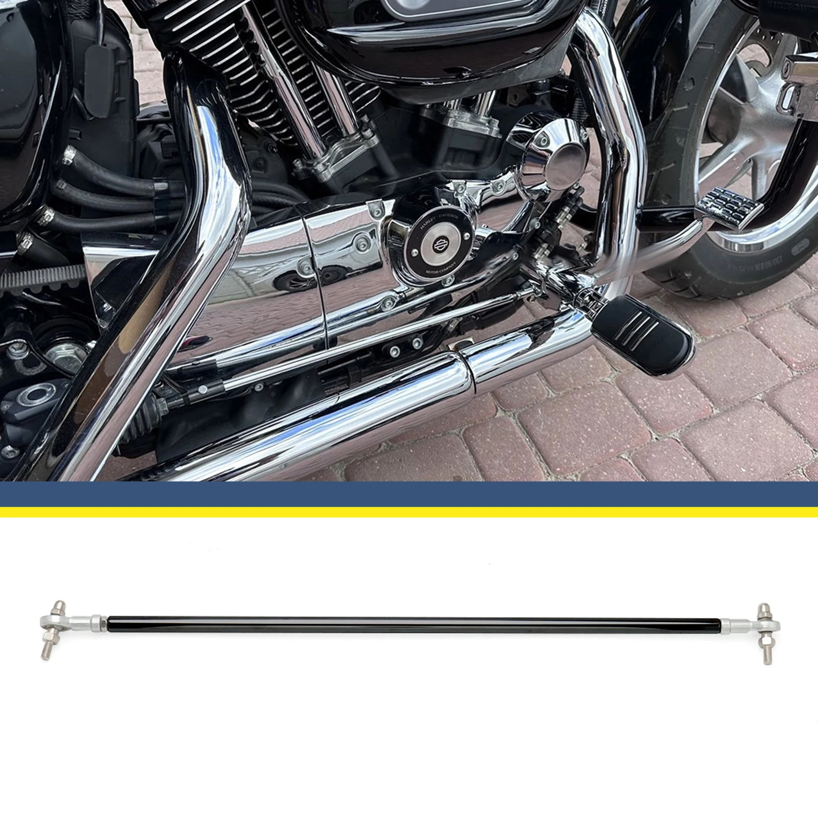 Brake Linkage Rod For Harley Sportster XL883 XL1200 2004-2013 Forward Controls – Black/Chrome Aluminum Direct Replacement view 4