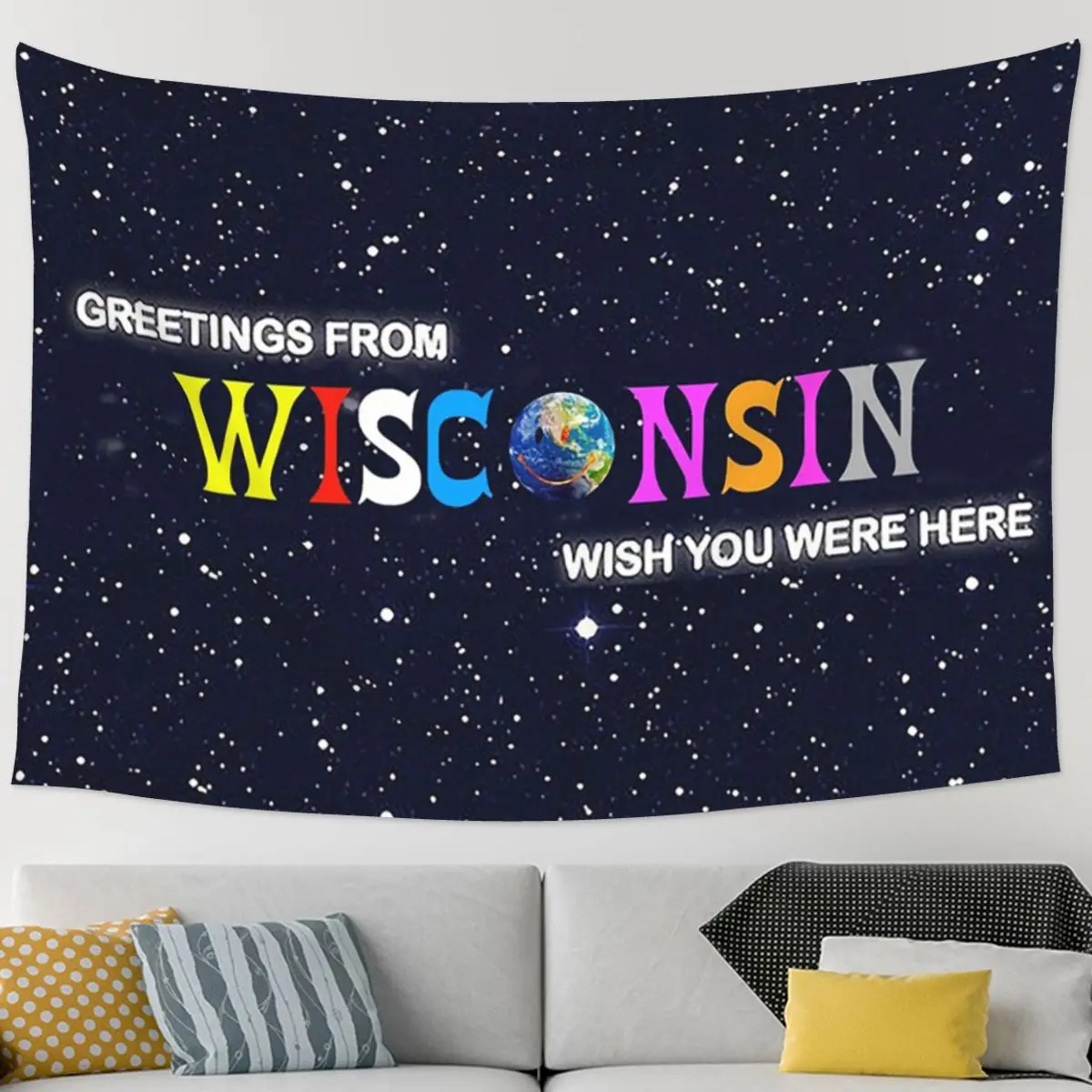 تحيات من ويسكونسن أستروورلد نسيج مضحك الجدار الشنق الجمالية ديكور المنزل المفروشات لغرفة المعيشة غرفة النوم #3