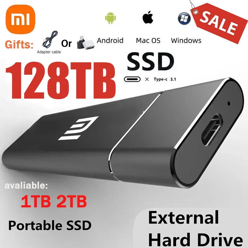 Xiaomi-disco duro externo SSD portátil de 1TB y 2TB, dispositivo de almacenamiento de alta velocidad para ordenadores portátiles y Mac, USB 3,1/Tipo C