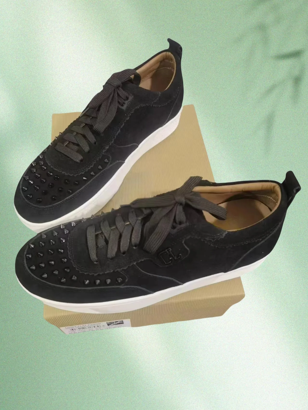 2025New Black Men's Casual Sports Shoes Round Toe Flat Strap Rivets Inset Street Punk Style Men Large Size Single Shoes Office