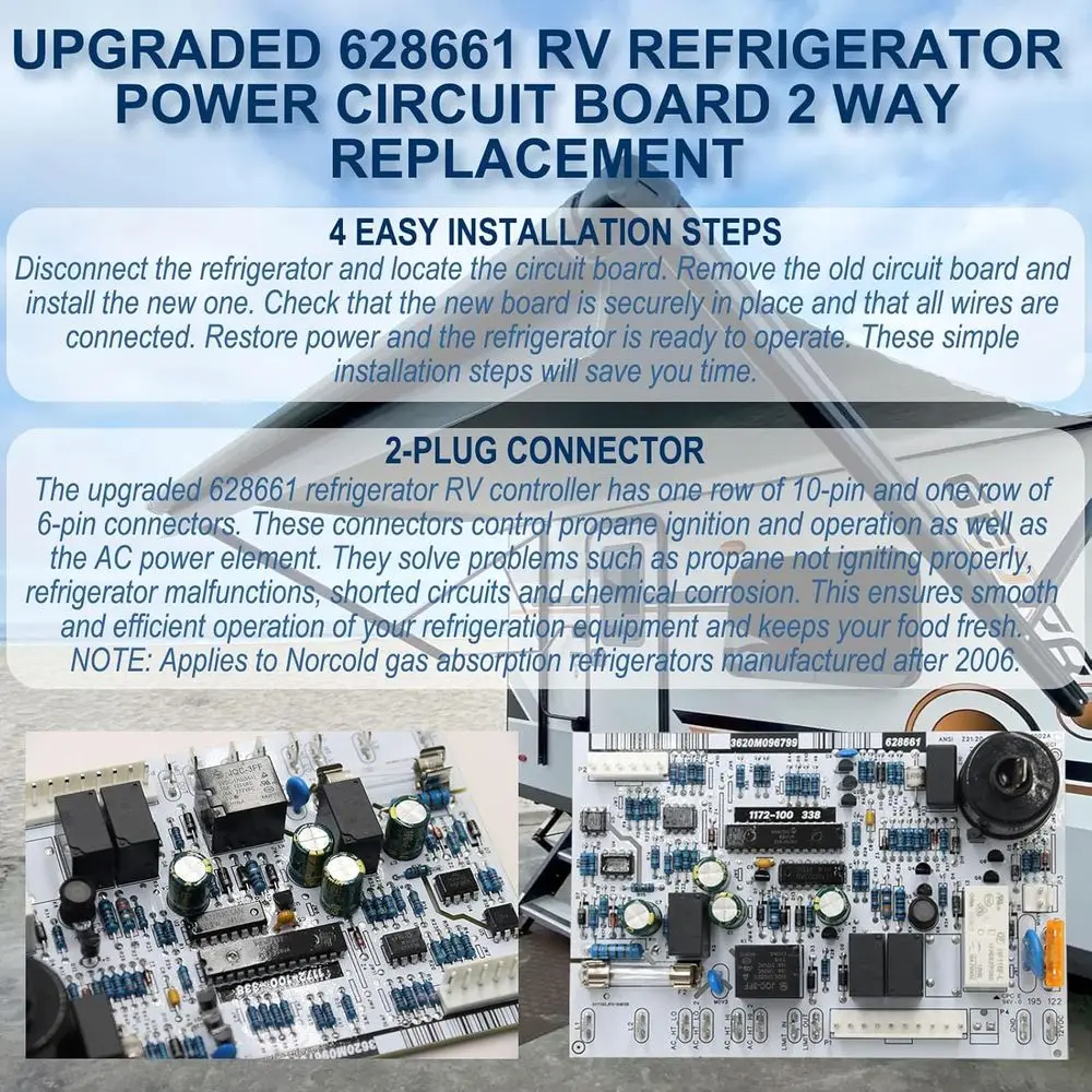 ترقية 628661 RV الثلاجة مقاوم للماء لوحة دوائر كهربائية استبدال ل Norcold N41X N51X N6X N8X N1095 NX/NXA ، 1200،1210،1211