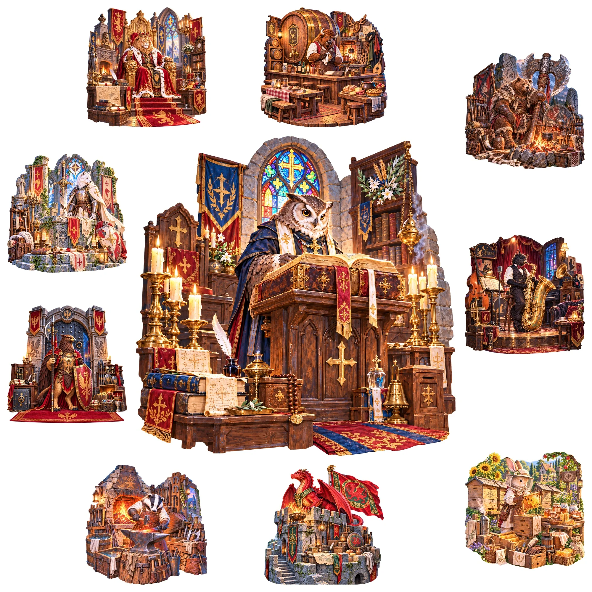 Castle Flat Wooden Puzzle Gift Toy Animal Jigsaw Puzzle Tabletop Puzzle Game Special Occasion Gift Gift for Teens Kids