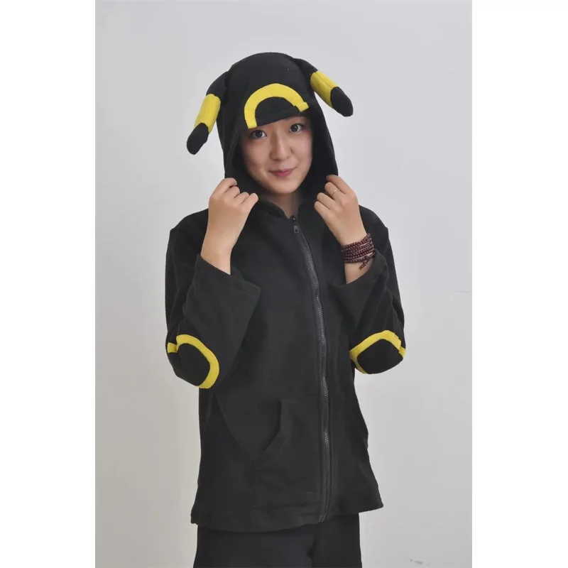 2025 nueva chaqueta de abrigo Umbreon negra para mujer, sudadera, disfraces de Cosplay Unisex, trajes con capucha de animales de peluche ★ ★ ★ hh