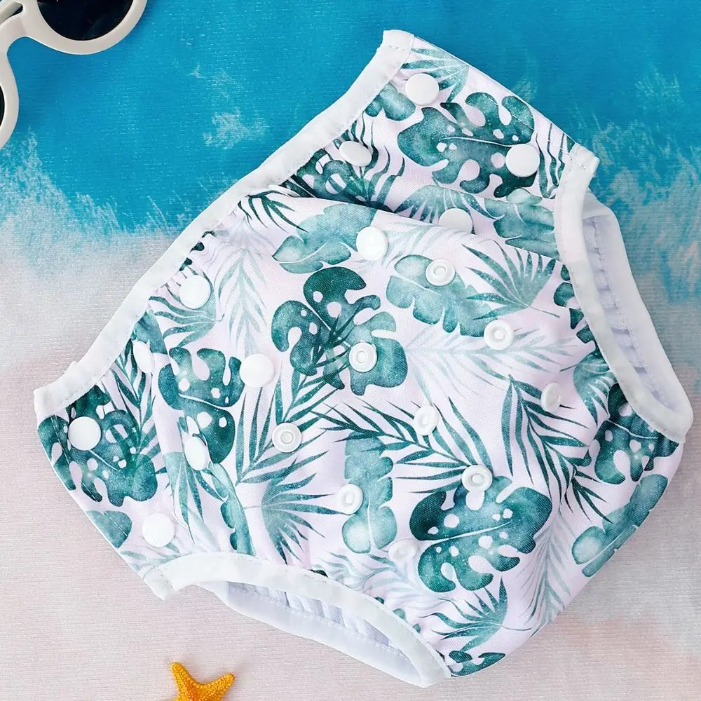 Adjustable Baby Swimming Diaper Snap on Closure Leak Proof Baby Swim Pants Polyester Material Breathable Pool Diaper