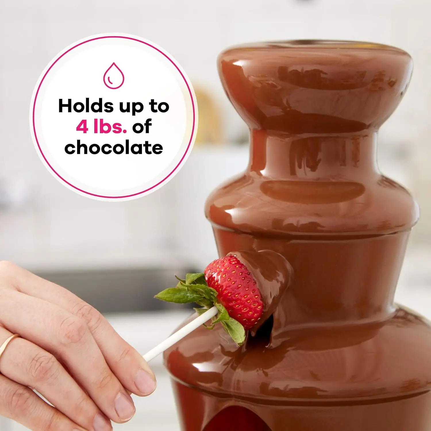 Chocolate Pro-Fontaine à chocolat et fontaine à raison uniforme, conçue pour garder le chocolat fondu pour un trempage facile et soucieux, 3 niveaux