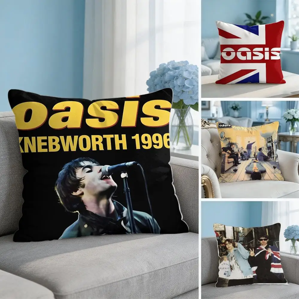 Rock Band O-Oasis Cushion Cover Soft Short Plush Throw Pillow Cover Hidden Zipper Cutecore Sofa Bedroom Home Decor