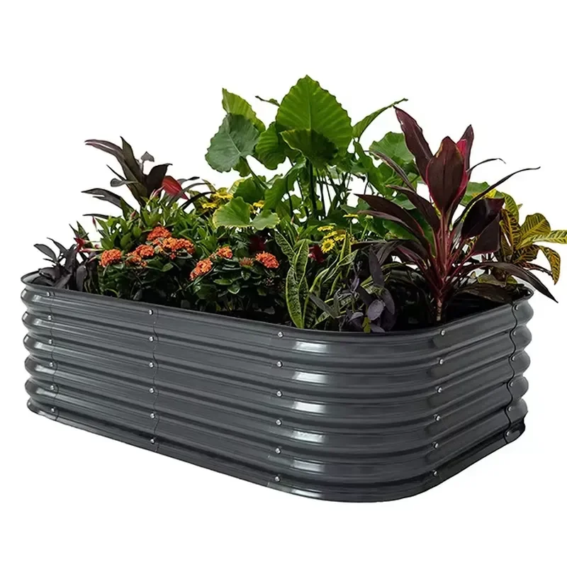 for 11 Inch 4 in 1 Steel Raised Garden Bed Large Outdoor Planter with Galvanized Steel for Home Herbs and Gardens