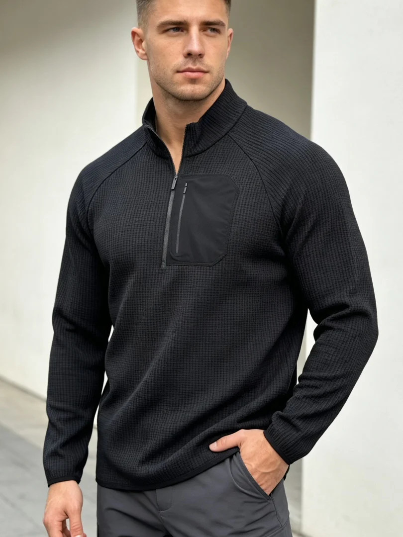 Functionality Meets Style: Men's Outdoor Long Sleeve T-Shirt with Pocket Design Moisture Wicking Sweat Absorbing Base Layer S...