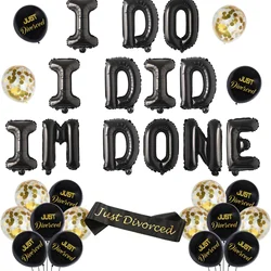 Sursurprise I Do I Did I'm Done Divorce Decorations Black Balloon Latex Balloon for Women Breakup Party Single Party Supplies