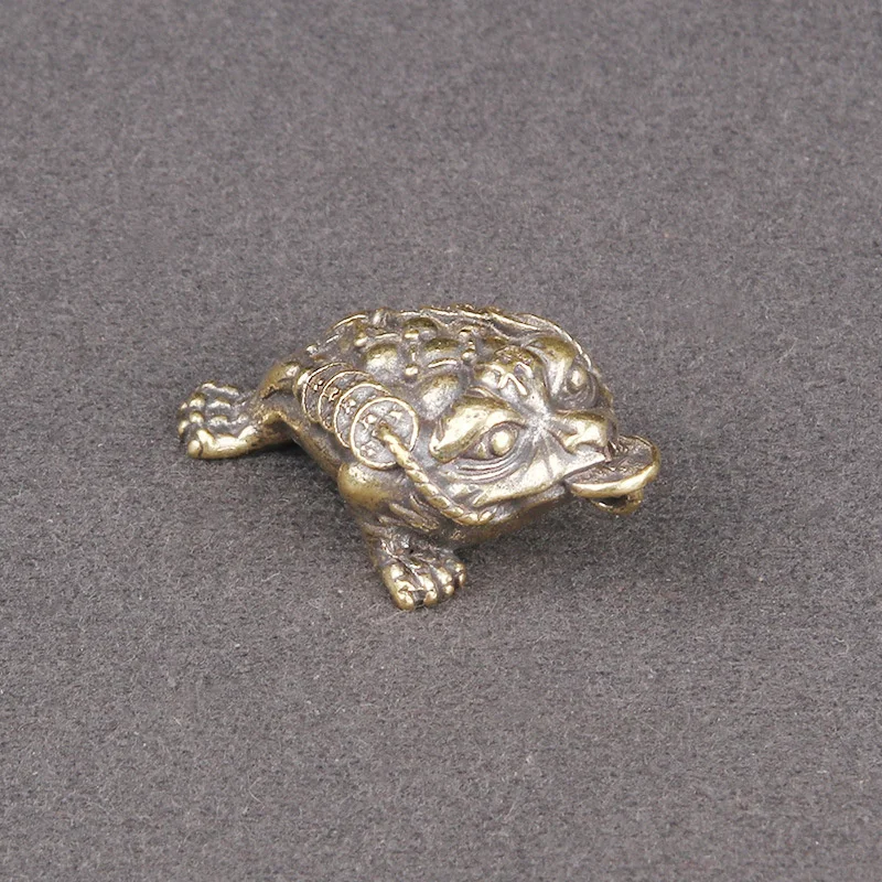 New Brass Three Feet Golden Toad Figurine Antique Bronze Desktop Ornaments Collection Solid Mini Toad Statue Desk Decoration