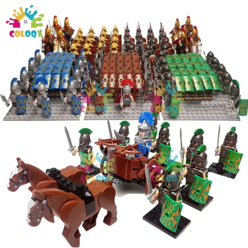 Kids Toys Roman Legion Building Blocks Medieval Knight Warhorse Cavalry Soldiers Figures Toys For Kids Christmas Gifts