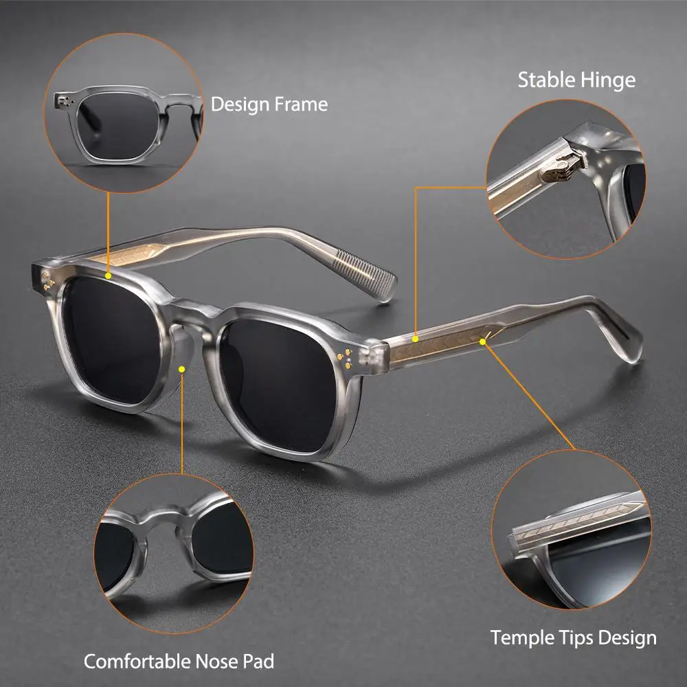 CATERSIDE Neue Vintage Herren-Sonnenbrille Hochwertige Quadratische Sonnenbrille Damen Outdoor Reise Strand Sommer Mode-Brille UV400 – Detail 4