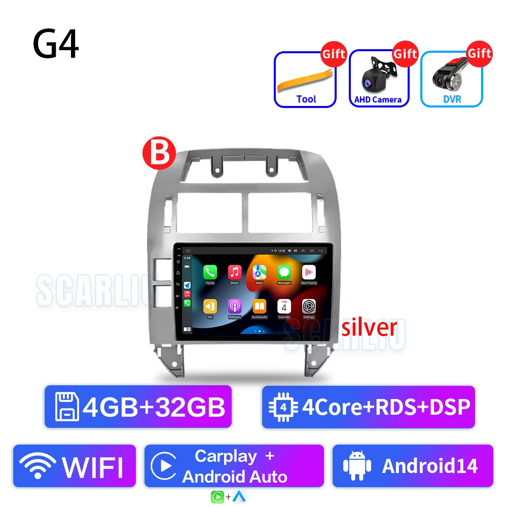 SISCL Voor Volkswagen Polo Mk4 2001-2011 Android Autoradio Multimedia Speler Carplay Auto Stereo GPS Navi 2din DSP Head Unit - afbeelding 1