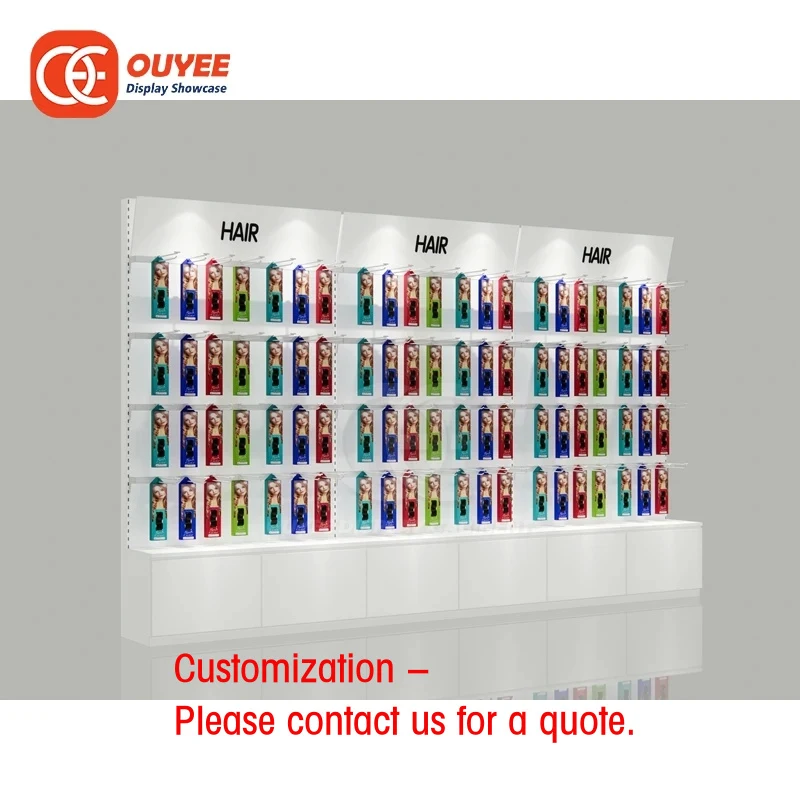custom.Custom Department Hair Section Design And Build Hair Interior Design Project Wall Mounted Display Showcase