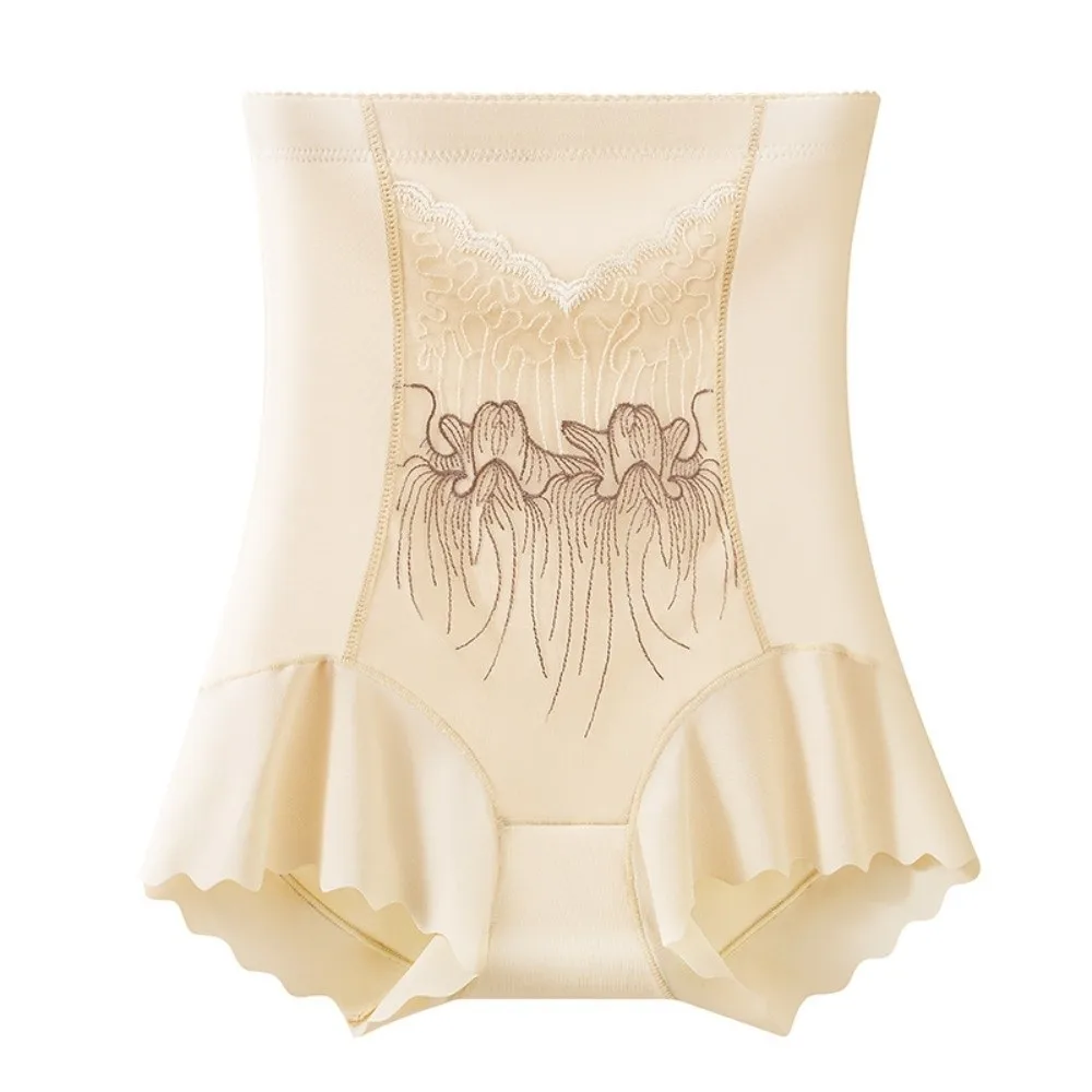 

High Waist Postpartum Body Shaper Embroidery Flower Floral Panties Butt Lifter Briefs Belly Contracting Waist Trainer