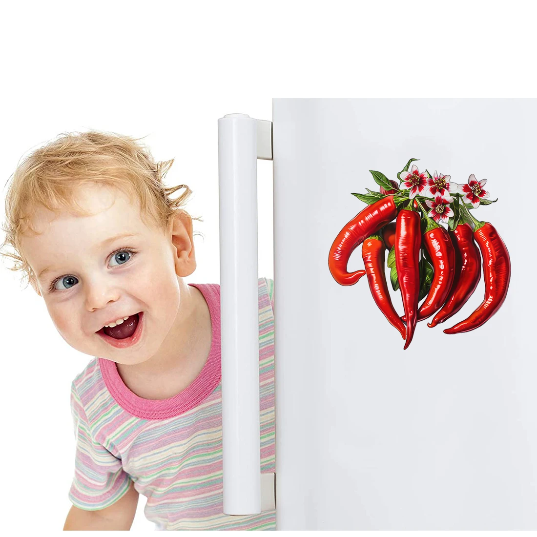 Three Ratels CO99 Bright red chili cartoon PVC stickers for home decoration Refrigerator sticker