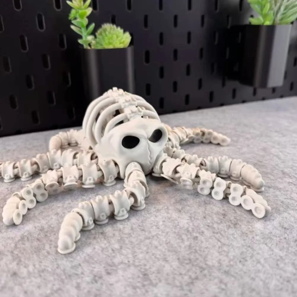 3D Printed Articulated Octopus Skeleton Toy Model Creative Desktop Ornament Home Office Living Room Decoration Unique Kids Gift