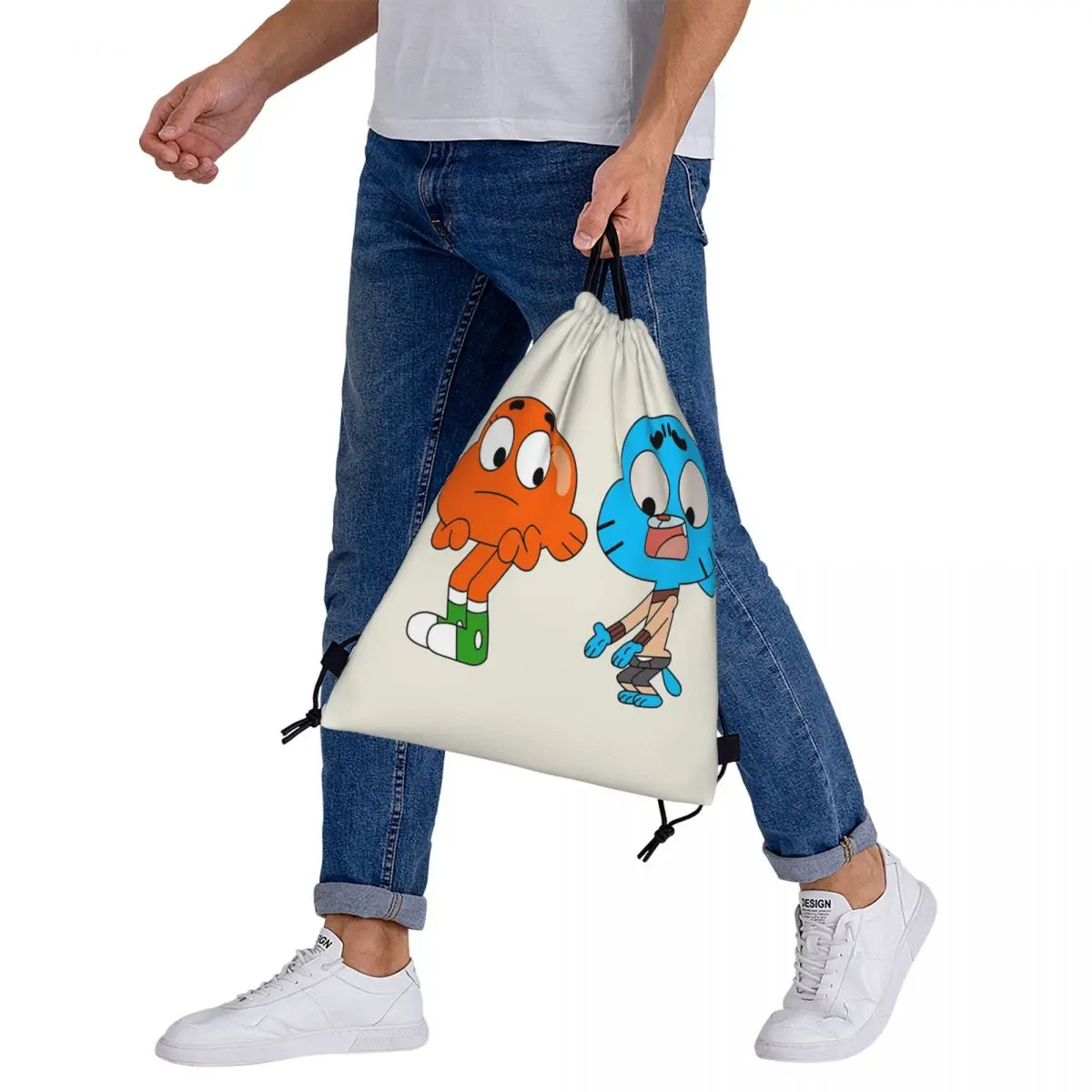 Mochilas con cordón para hombre y mujer, morral deportivo con bolsillo, para libros, escuela