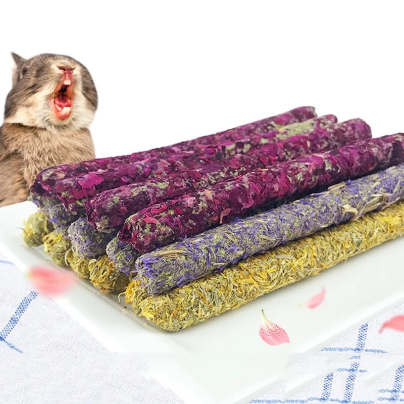 

6Pcs/set Rose Calendula Lavender Stick Molar Chewing Toys Dental Care Chewing Snacks Suitable for Rabbits, Hamsters, Chinchilla
