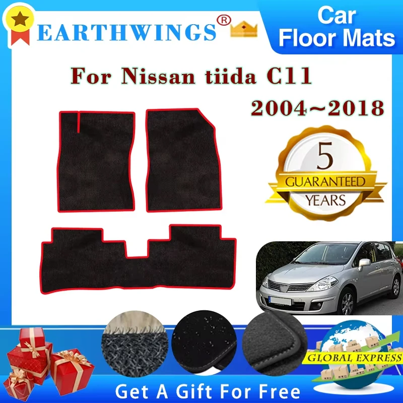 For Nissan Tiida C11 Accessories 2004-2018 2006 2008 Car Floor Mats Rugs Panel Footpads Carpet Cover Cape Foot Pads Auto Bodykit