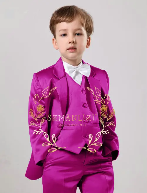 

Fashion Boy Suit Wedding Tuxedo Double Breasted Formal Child Jacket 3 Piece Blazer Pants Costume Enfant Garçon Notch Lapel